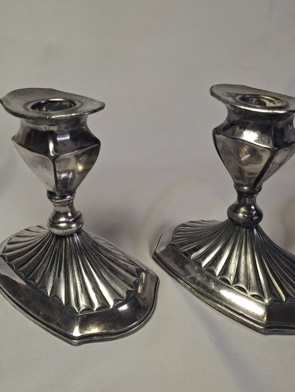 Set of 2 Vintage Rococo Revival Silver Plated Candlesticks Nice Patina